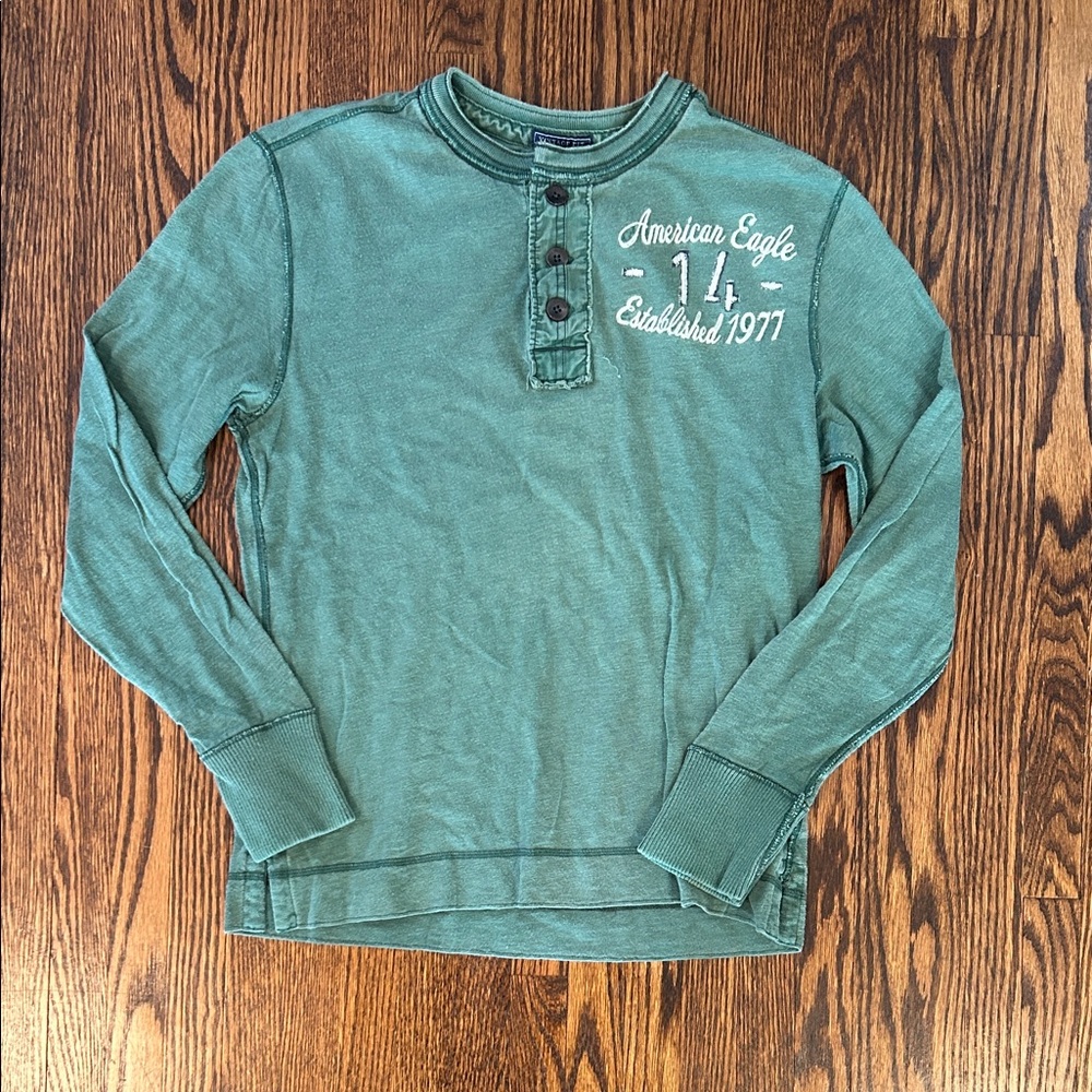 Vintage Y2K American Eagle Long Sleeve Henley T-Shirt
